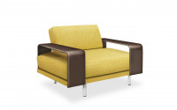 
Fabric & Hide leather details: Mustard fabric -  Brown leather